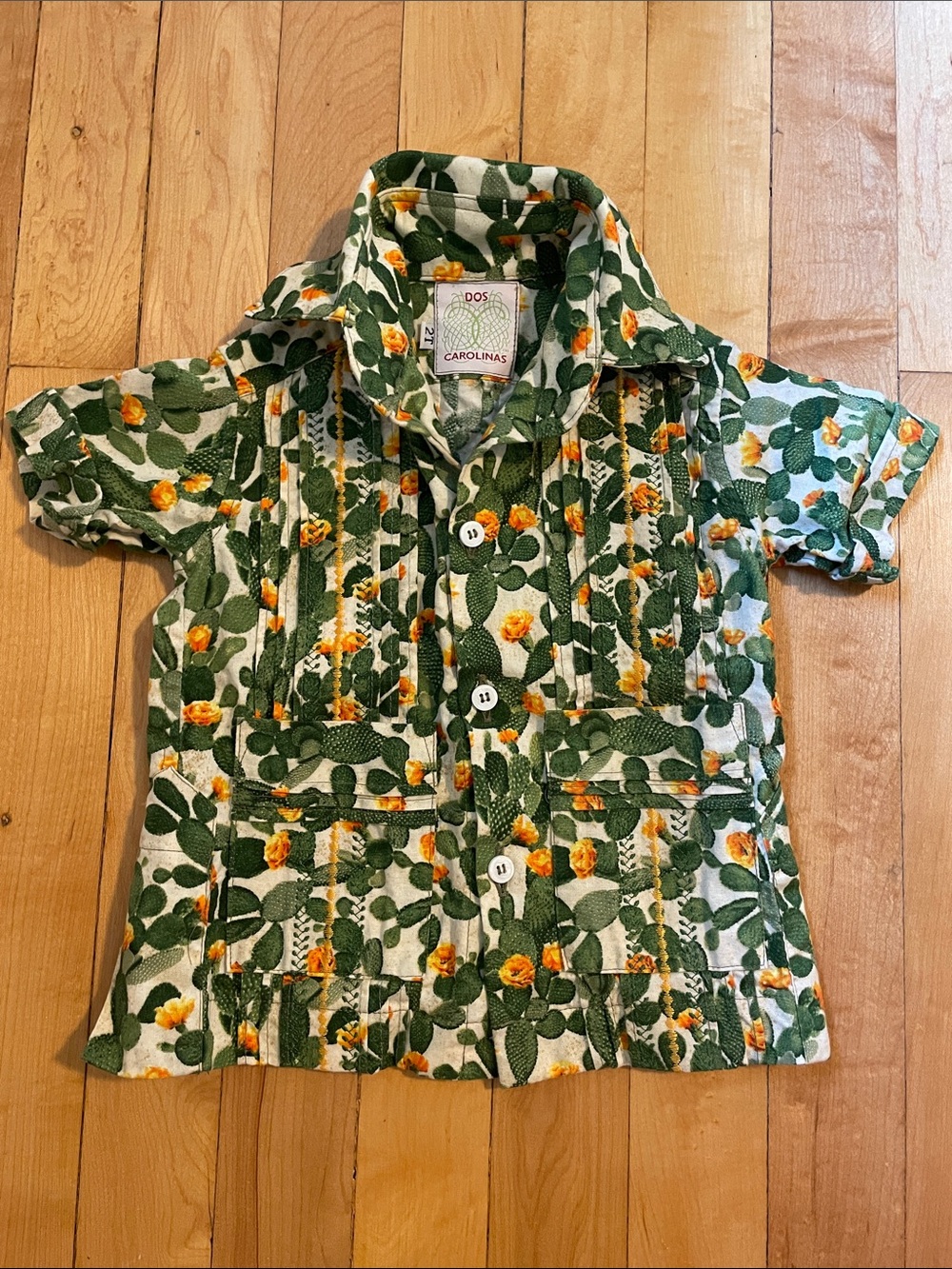 Dos Carolinas Handmade Guayabera Shirt -Cactus Print